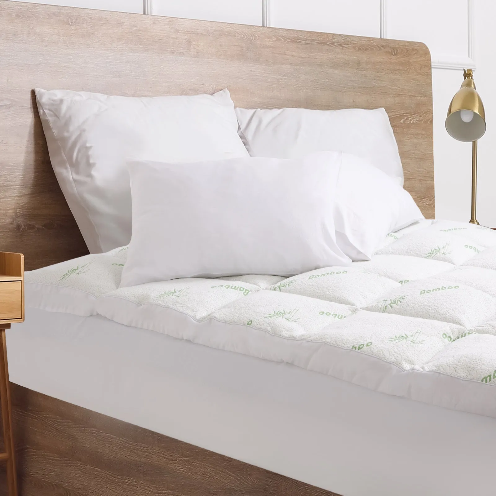 1000GSM Luxury Bamboo Covered Mattress Topper Ball Fibre Gusset | Single | White