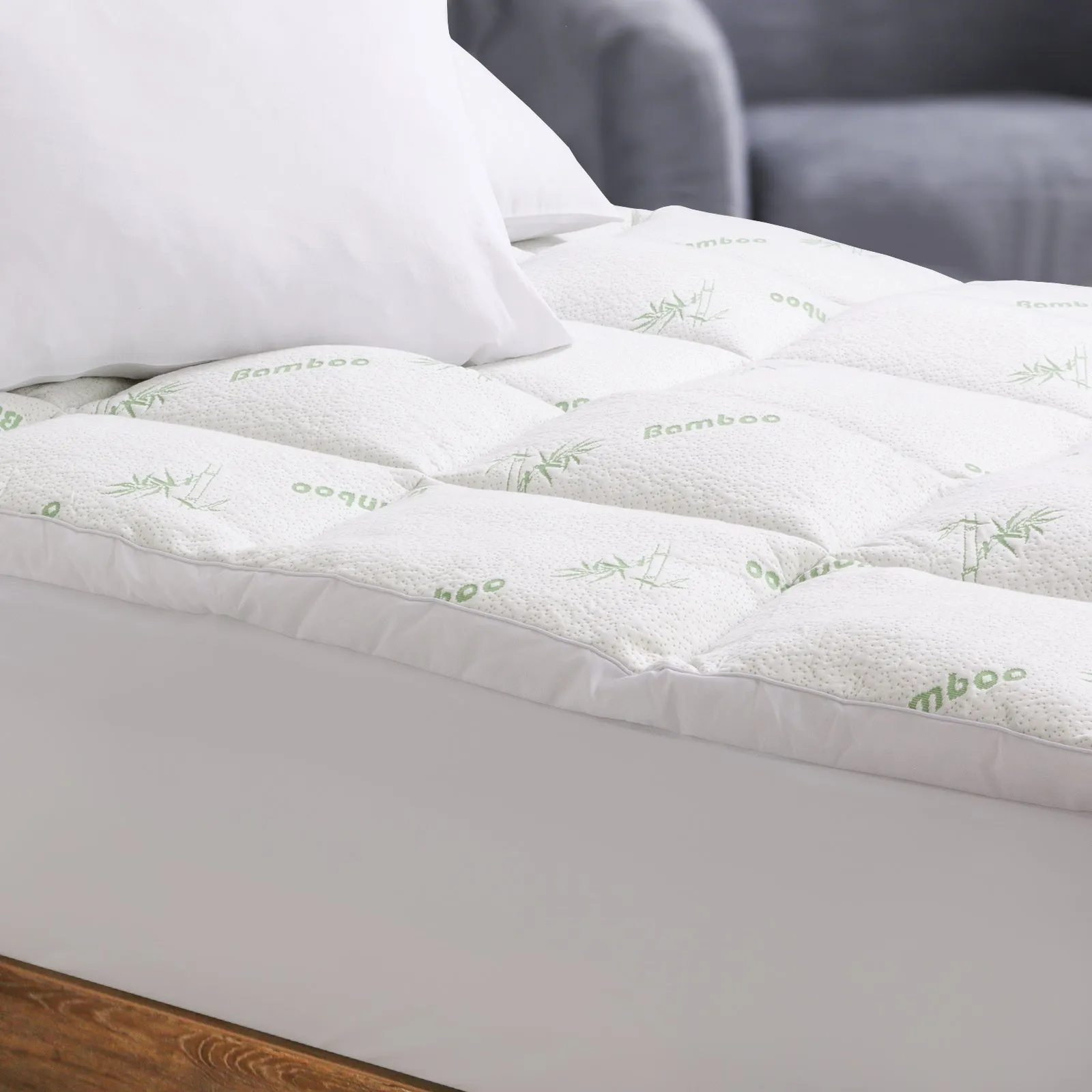 1000GSM Luxury Bamboo Covered Mattress Topper Ball Fibre Gusset | Single | White