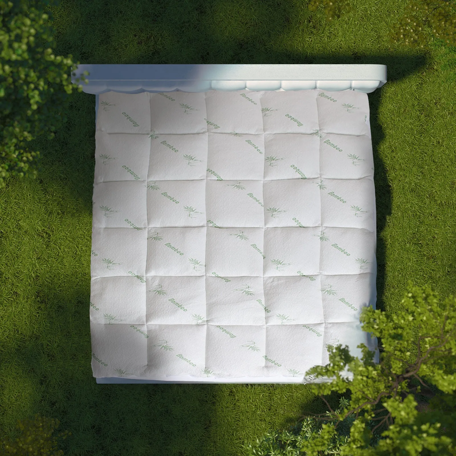 1000GSM Luxury Bamboo Covered Mattress Topper Ball Fibre Gusset | Single | White