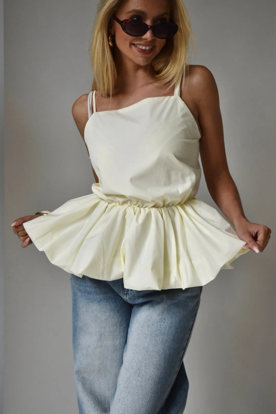 Balloon top - butter yellow