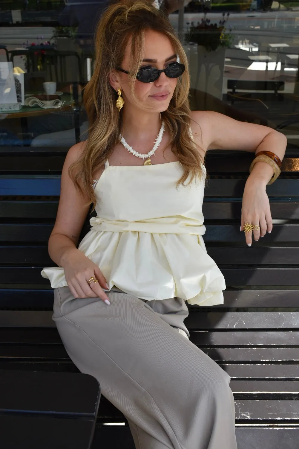 Balloon top - butter yellow