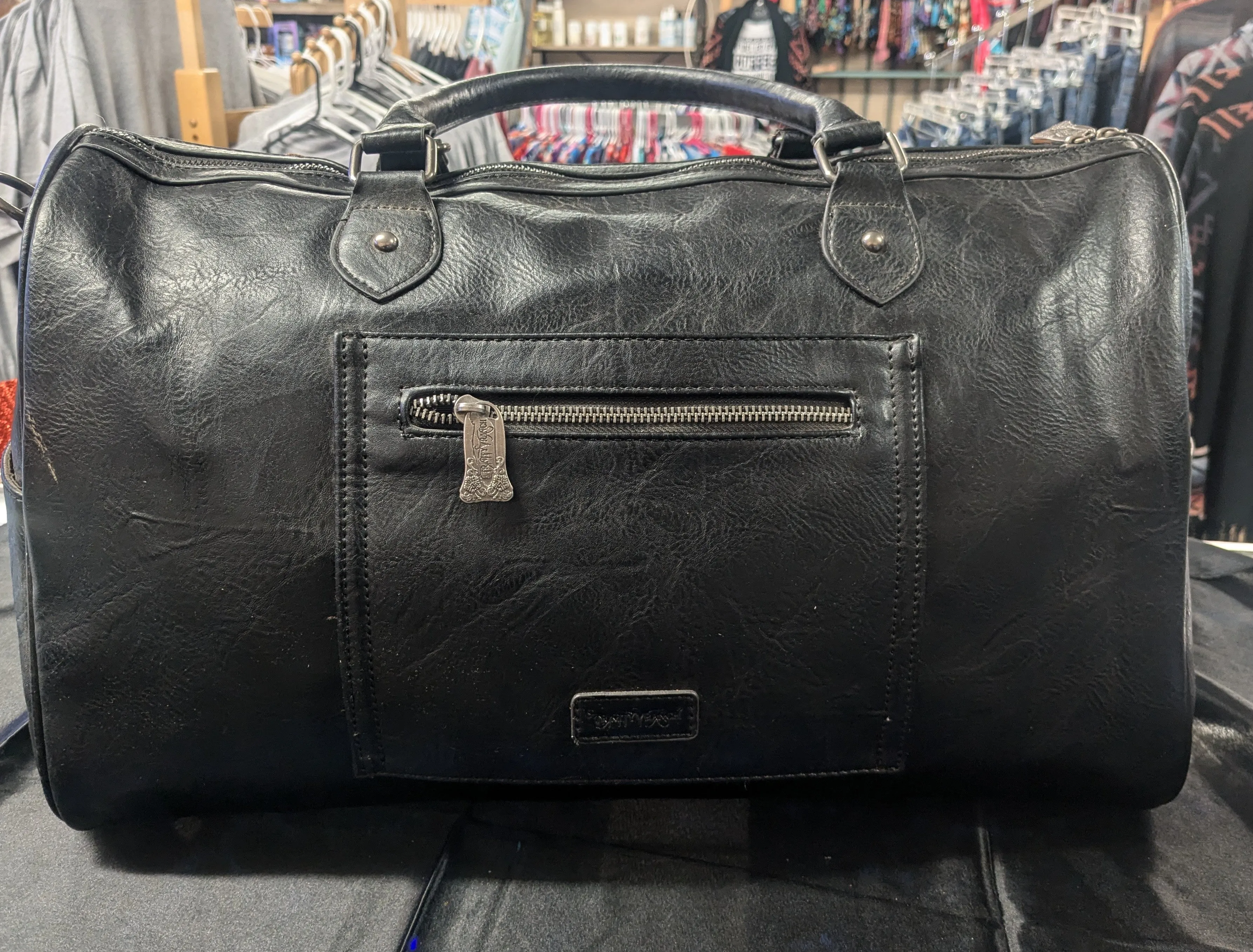 Black Leather Duffle Bag