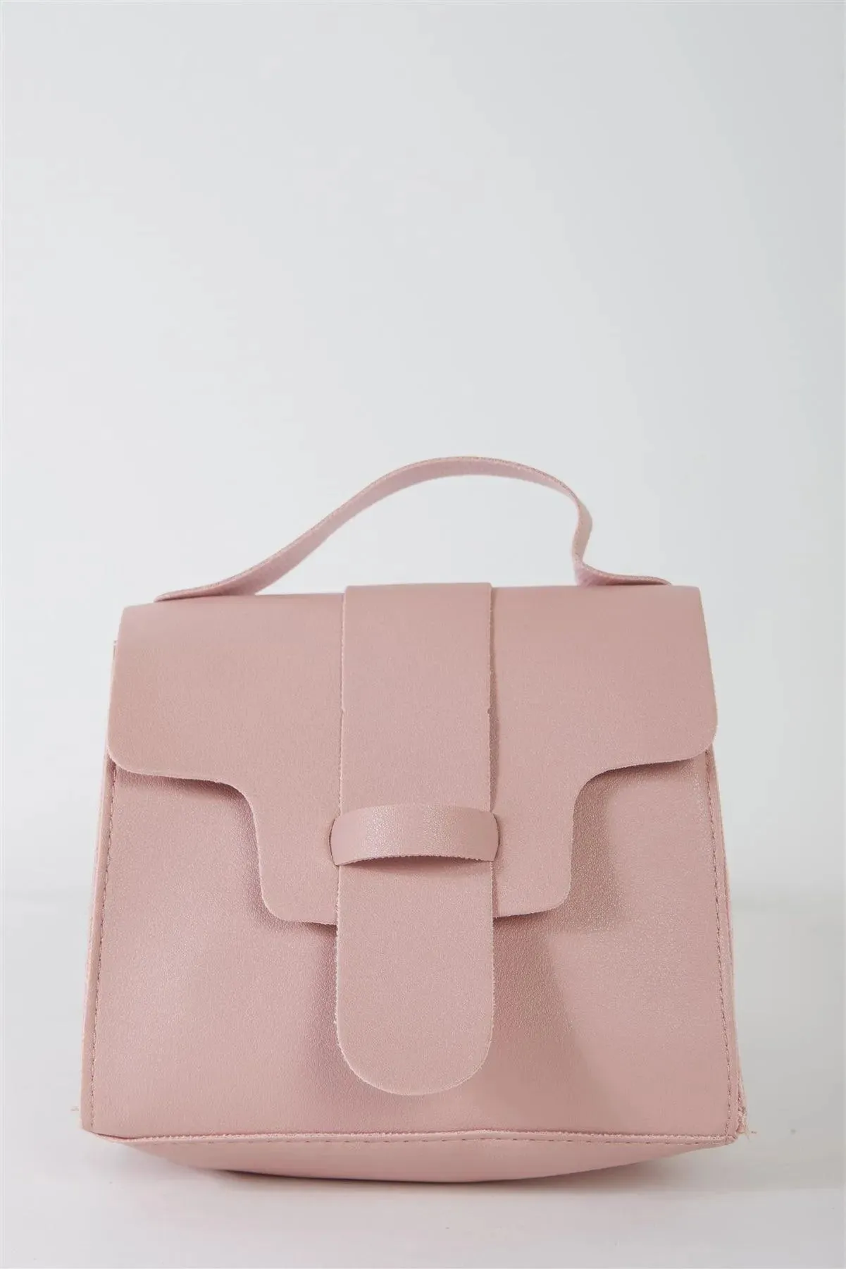 Blush Vegan Leather Buckle Comfortable Crossbody Flap Satchel Handbag /3 Bags
