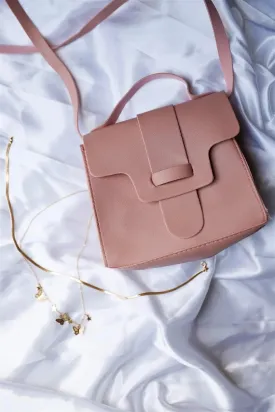 Blush Vegan Leather Buckle Comfortable Crossbody Flap Satchel Handbag /3 Bags