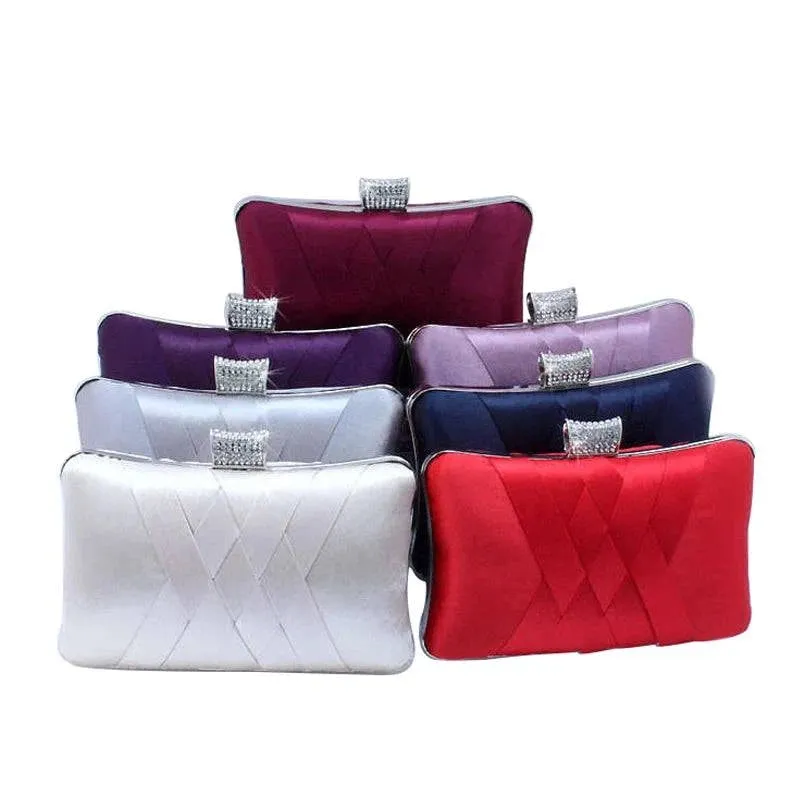 Color-soaked Satin Evening Clutch Bag