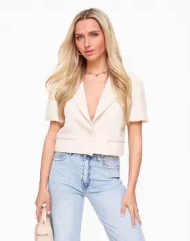 Creme F/W Edit Cropped Pofmouwen - Blazer