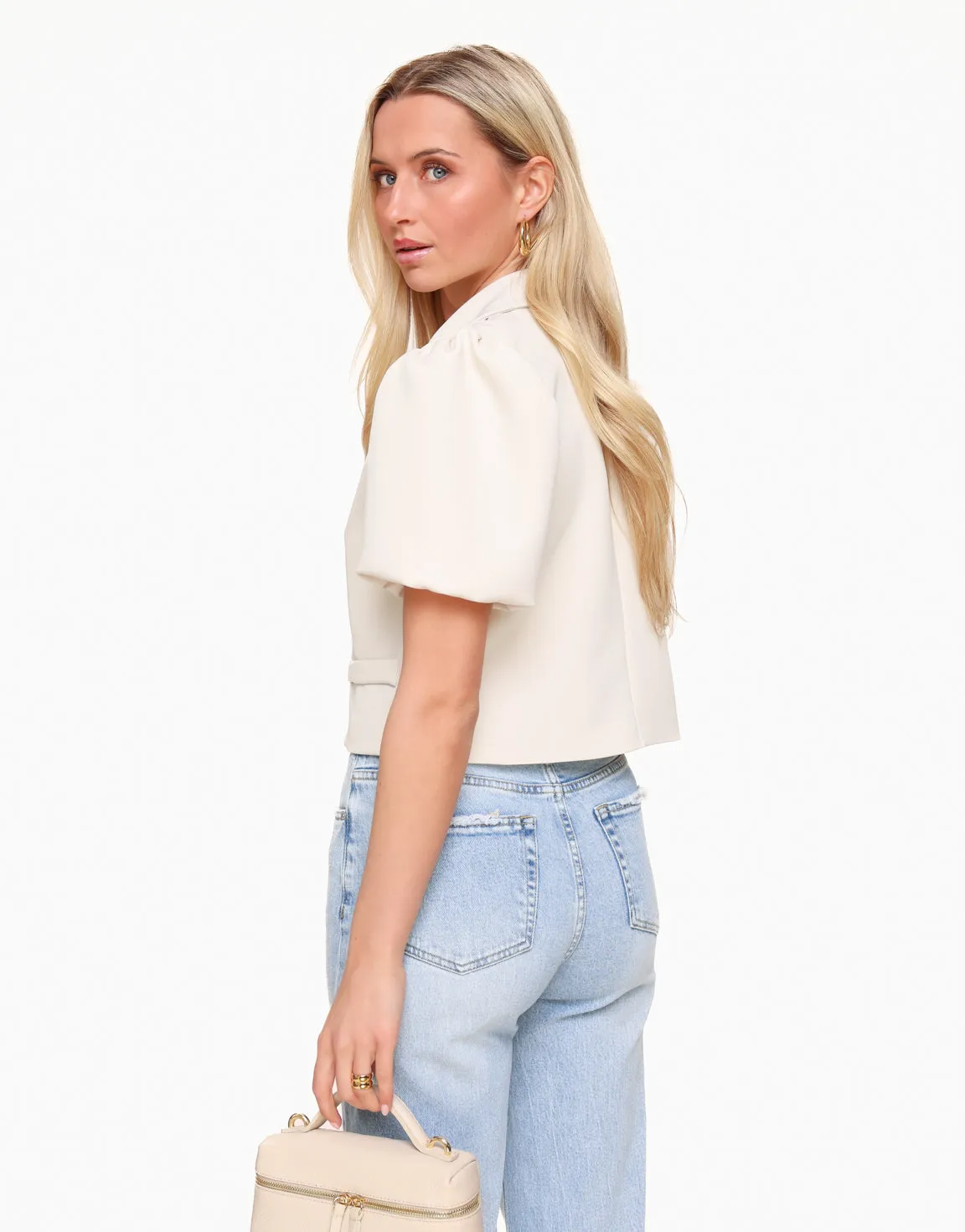 Creme F/W Edit Cropped Pofmouwen - Blazer