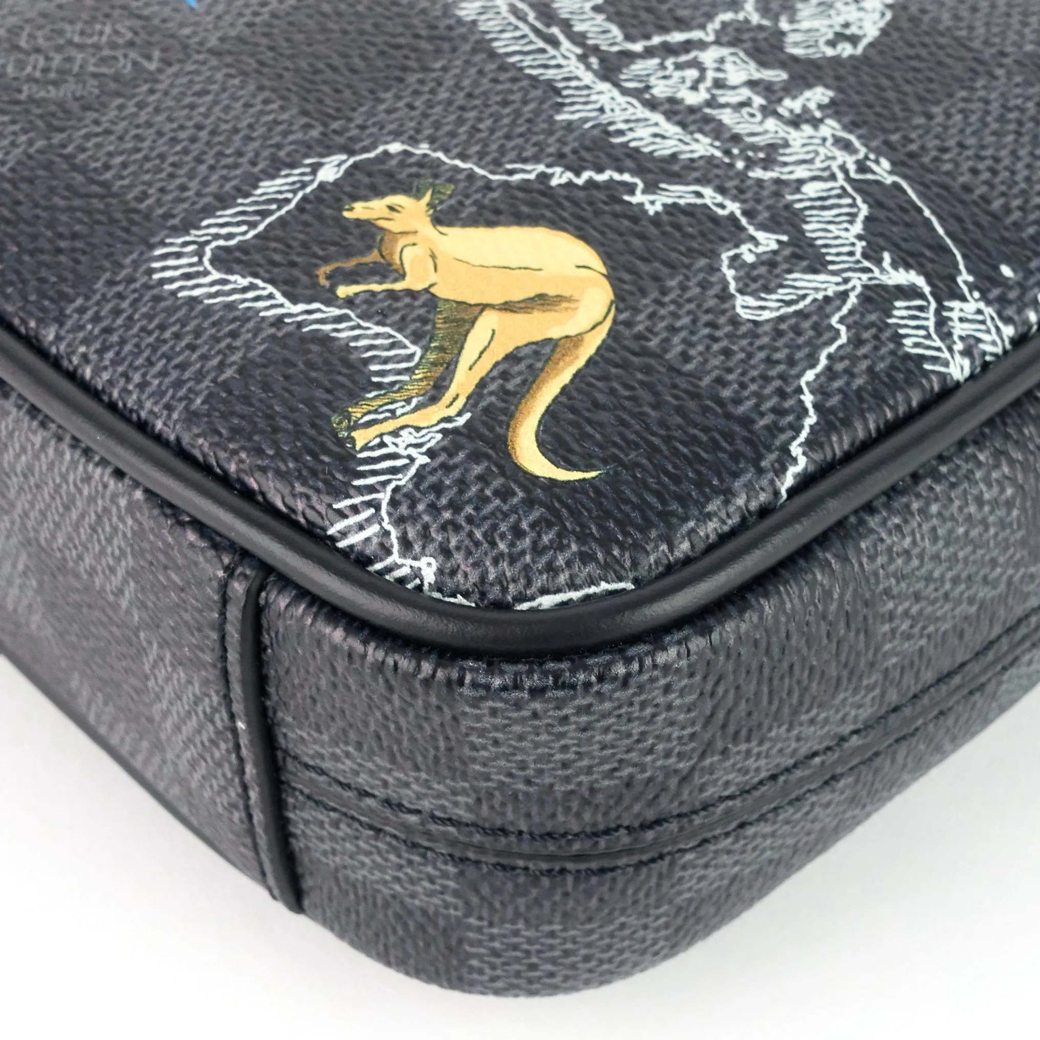 Danube Slim PM World Map Damier Graphite Canvas Messenger Bag