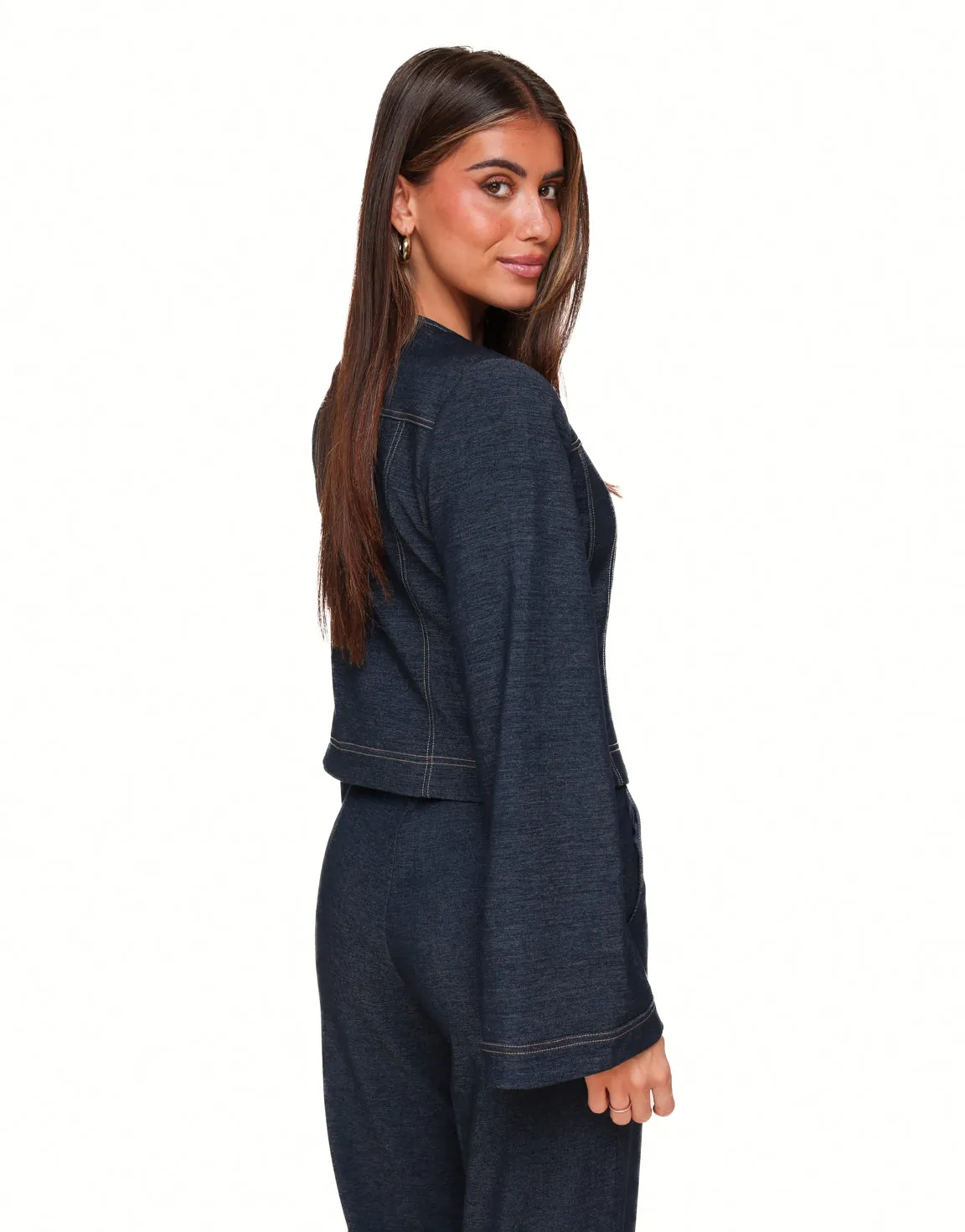 Donkerblauwe Knopen Denim - Jasje