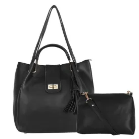 Elegant Black PU Solid Handbags For Women And Girls