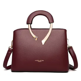 Elegant Burgundy Leather Casual Tote