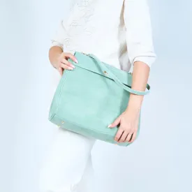 Elegant suede handbag with metal accents wholesale