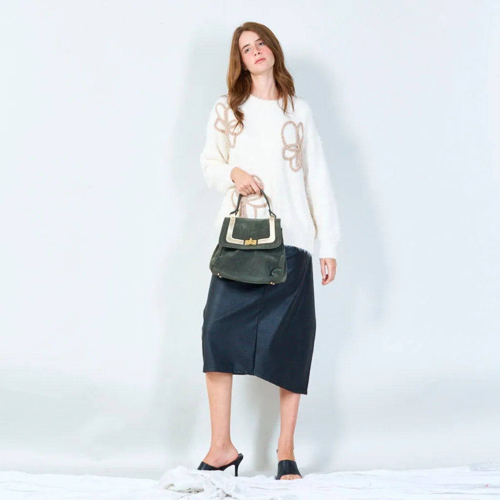 Elegant top-handle handbag with metallic accents wholesale