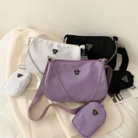 Fashion Casual Women's Crossbody Handbags Purse Set Shoulder 2 in1 Chain and Strap Sling Bags