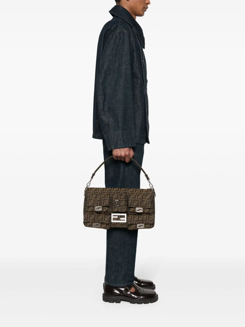 FENDI Maxi Multipocket Cotton Shoulder Bag (41 x 24 x 10 cm)