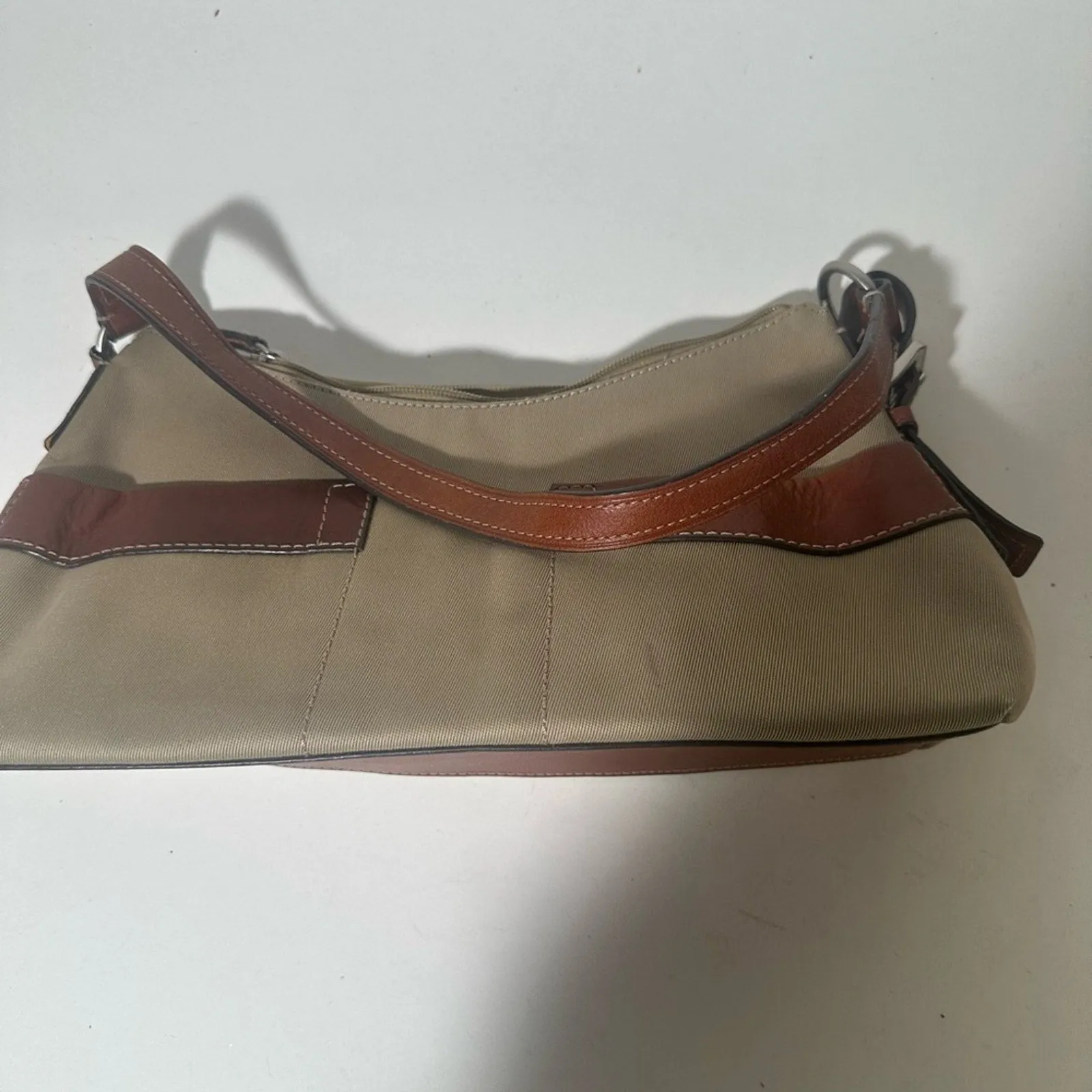 Fossil Beige and Brown Shoulder Bag
