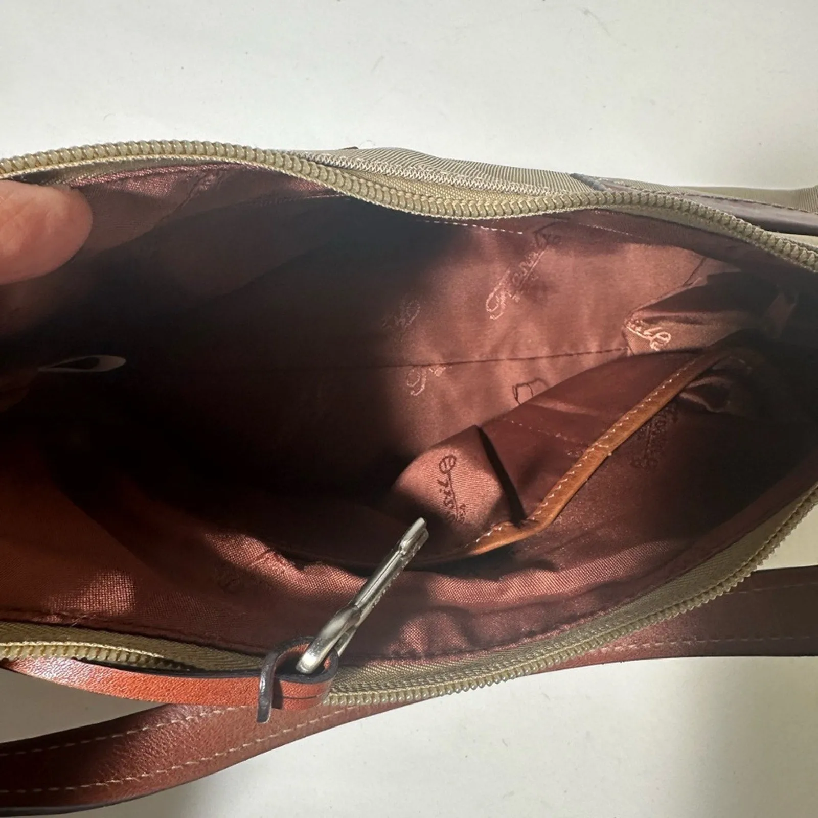 Fossil Beige and Brown Shoulder Bag
