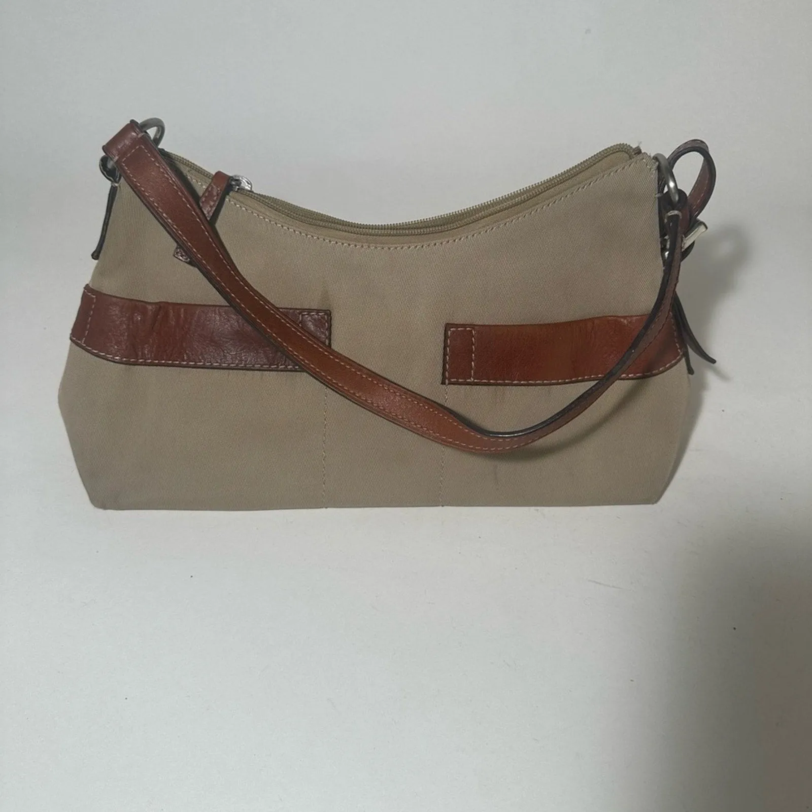Fossil Beige and Brown Shoulder Bag