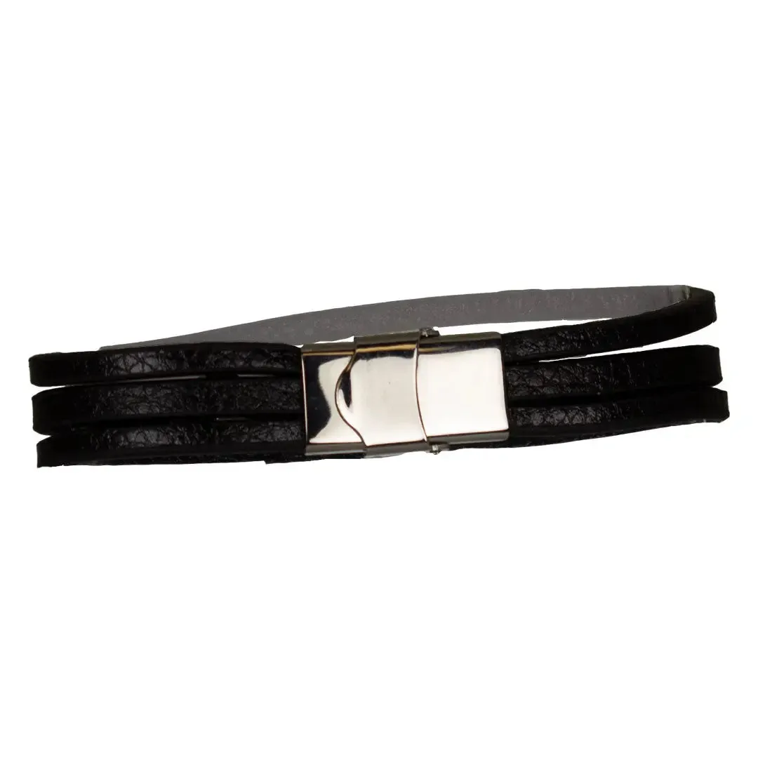 GoSteel Men's Multi-Layer Genuine Leather with Silver Stainless Steel Ornaments Bracelet