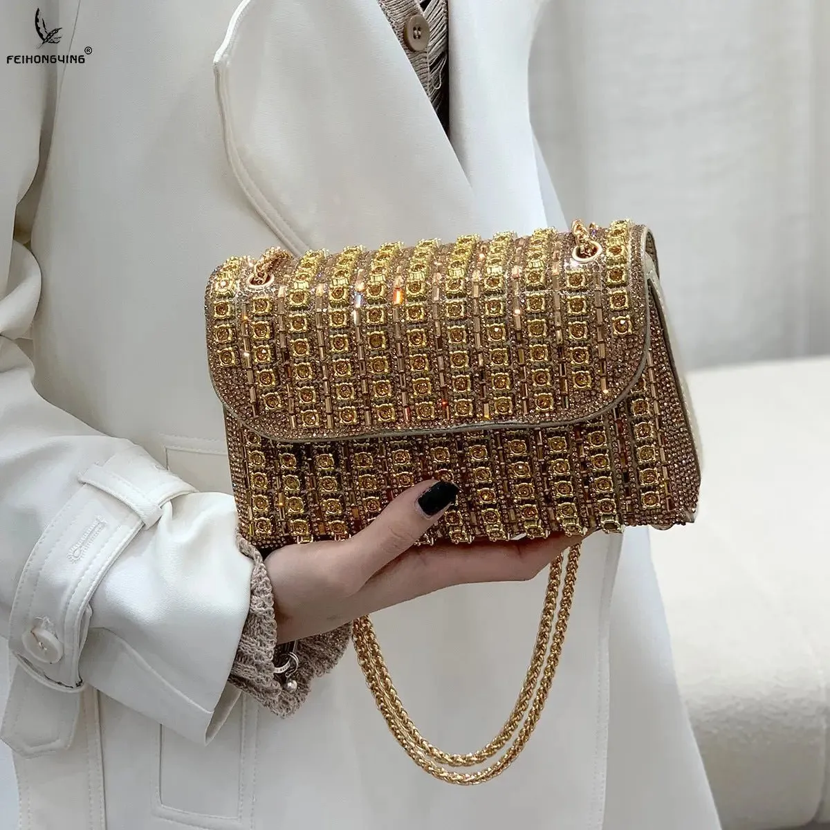 Grace | Luxurious Clutch Bag with Gold Accents for Elegant Evenings