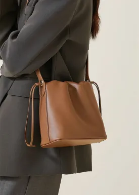 Grain Leather Small Bucket Bag