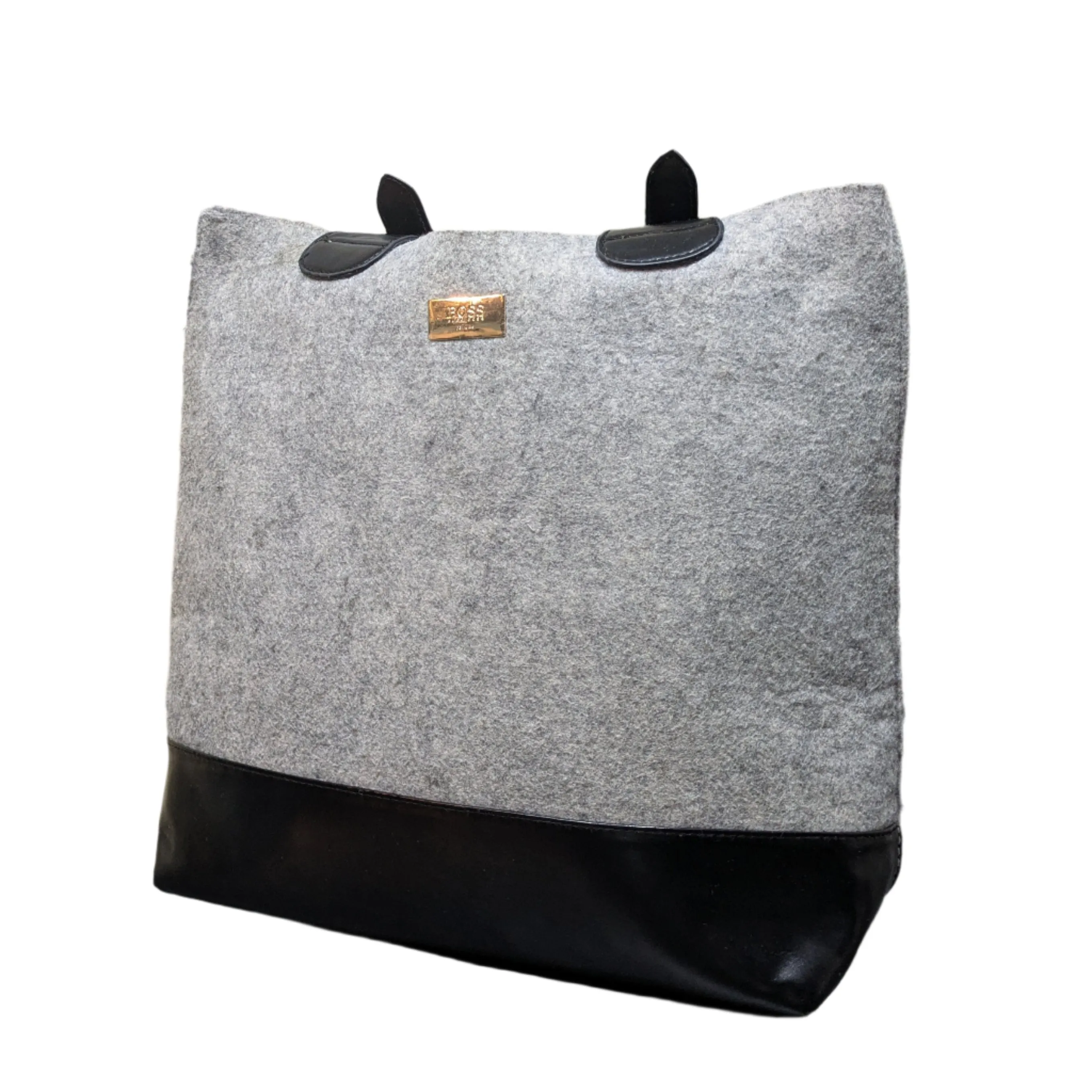 Hugo Boss Ladies Suede Handbag - Grey & Black