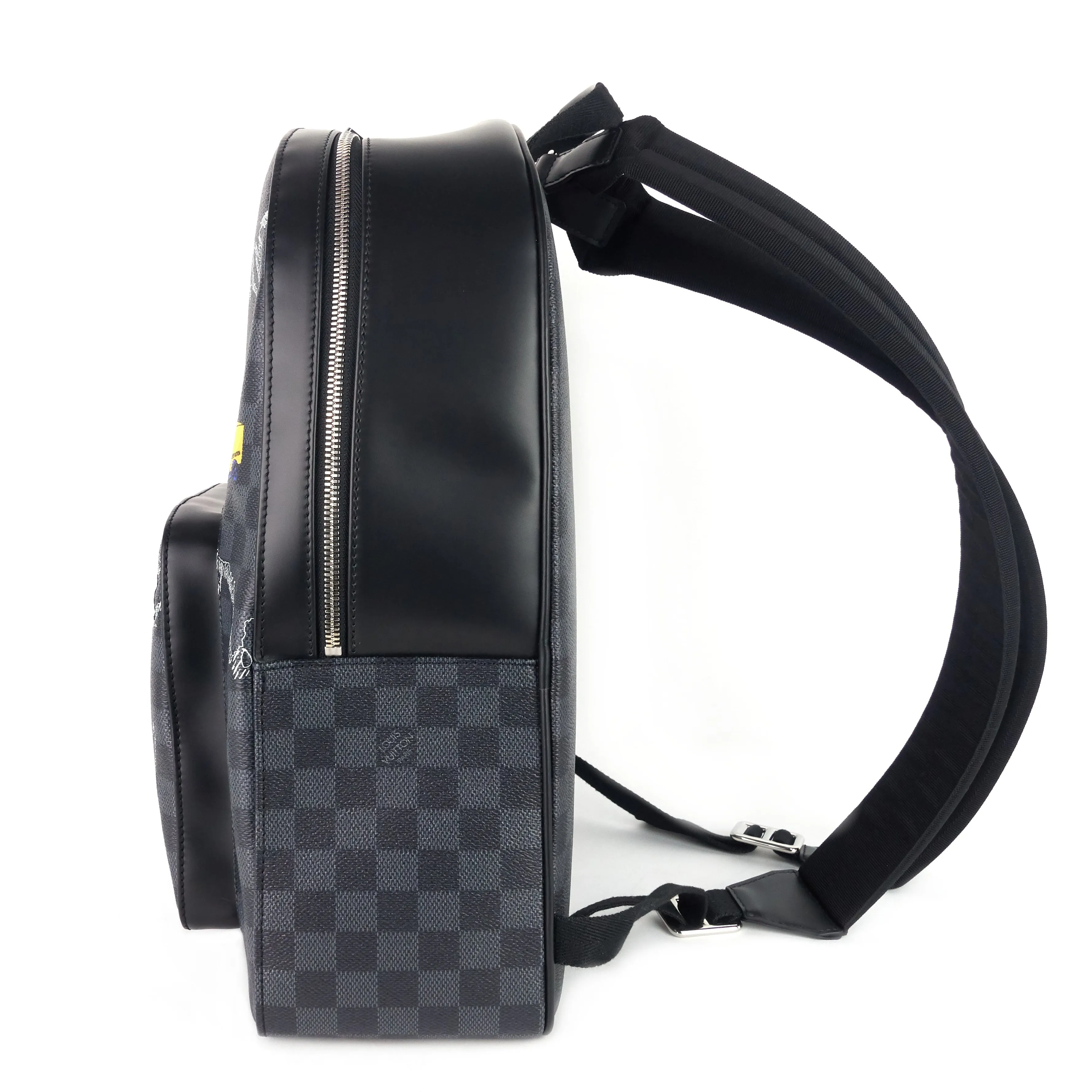 Josh World Map Damier Graphite Canvas Backpack