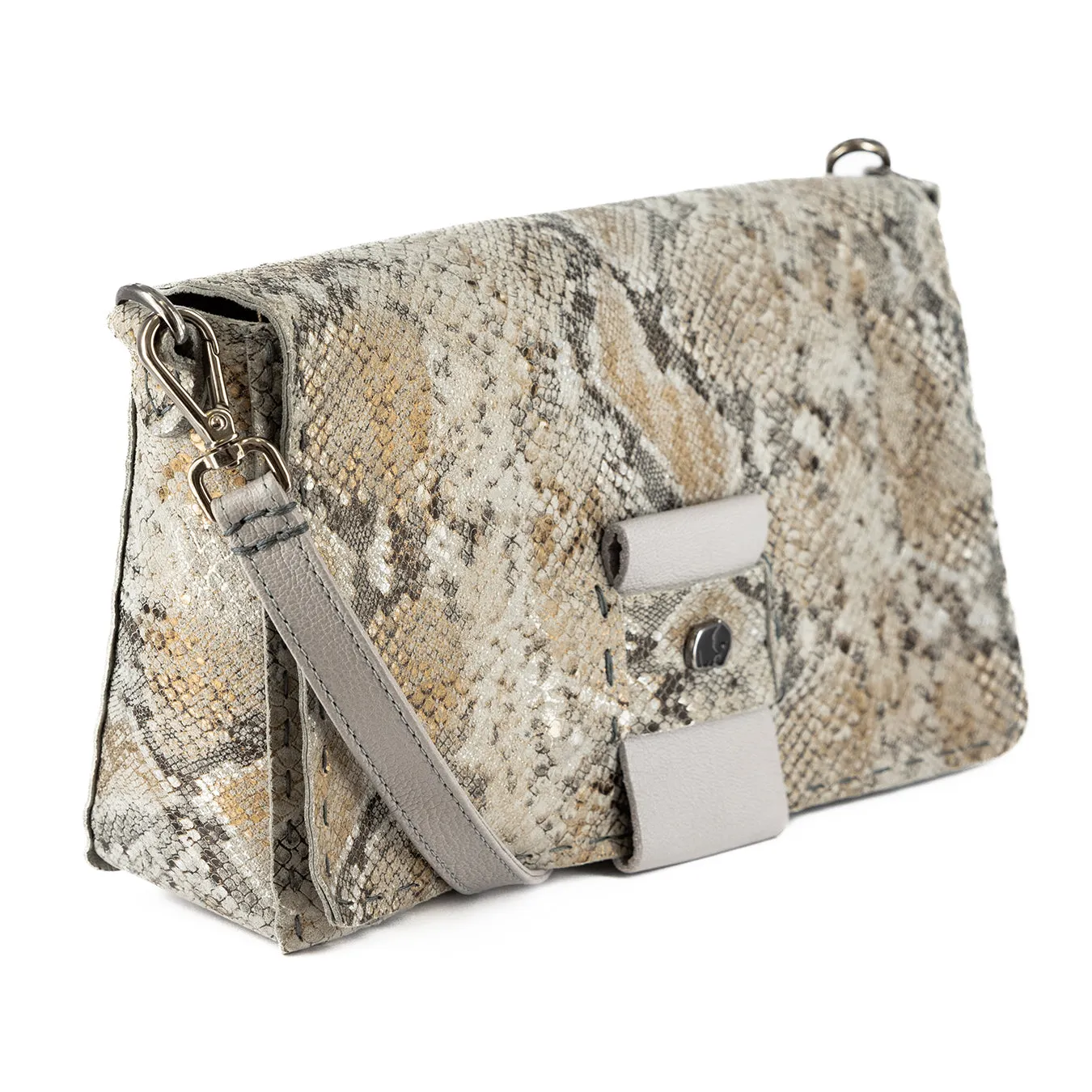 Liana : Ladies Leather Crossbody Handbag in Opal Rockafella & Quarry Cayak
