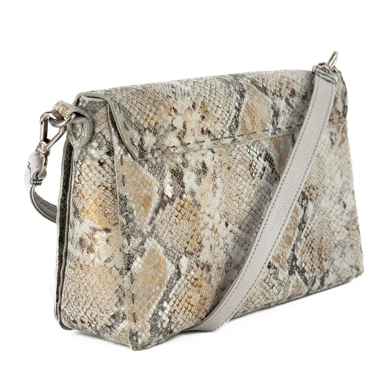 Liana : Ladies Leather Crossbody Handbag in Opal Rockafella & Quarry Cayak