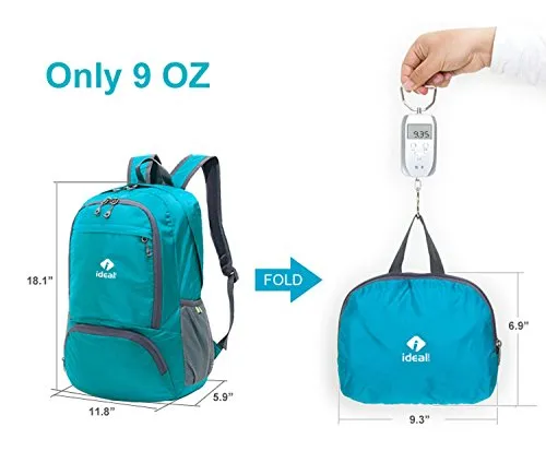 Lightweight Backpack Daypack, Idealtech Foldable Durable Packable Water Resistant Outdoor Travel