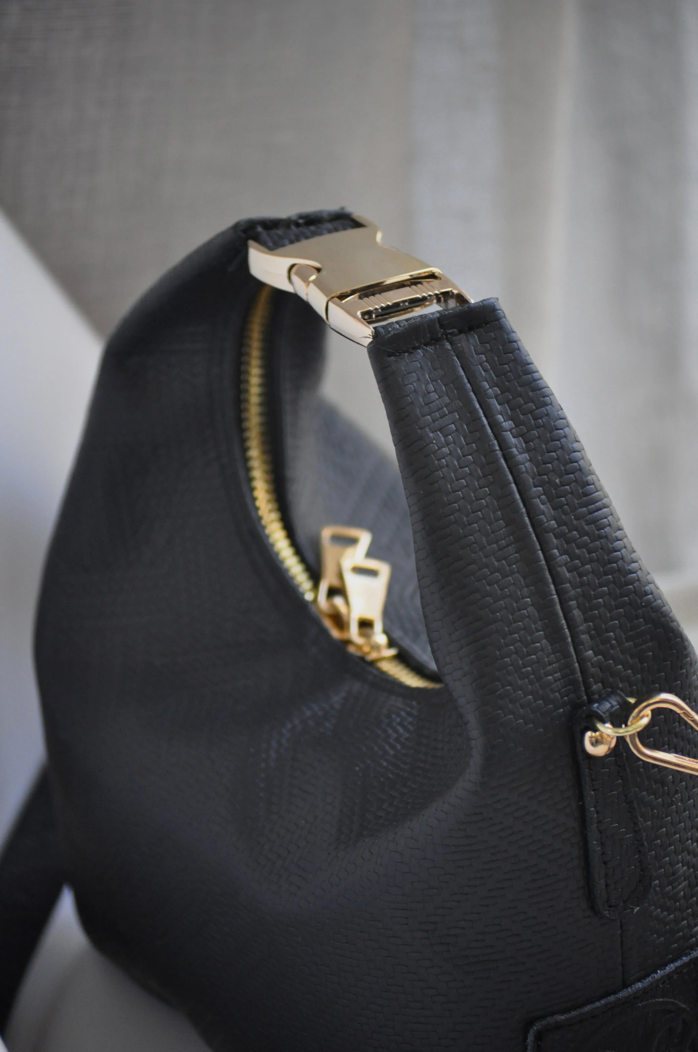 Maggie Leather Handbag - Black Textured
