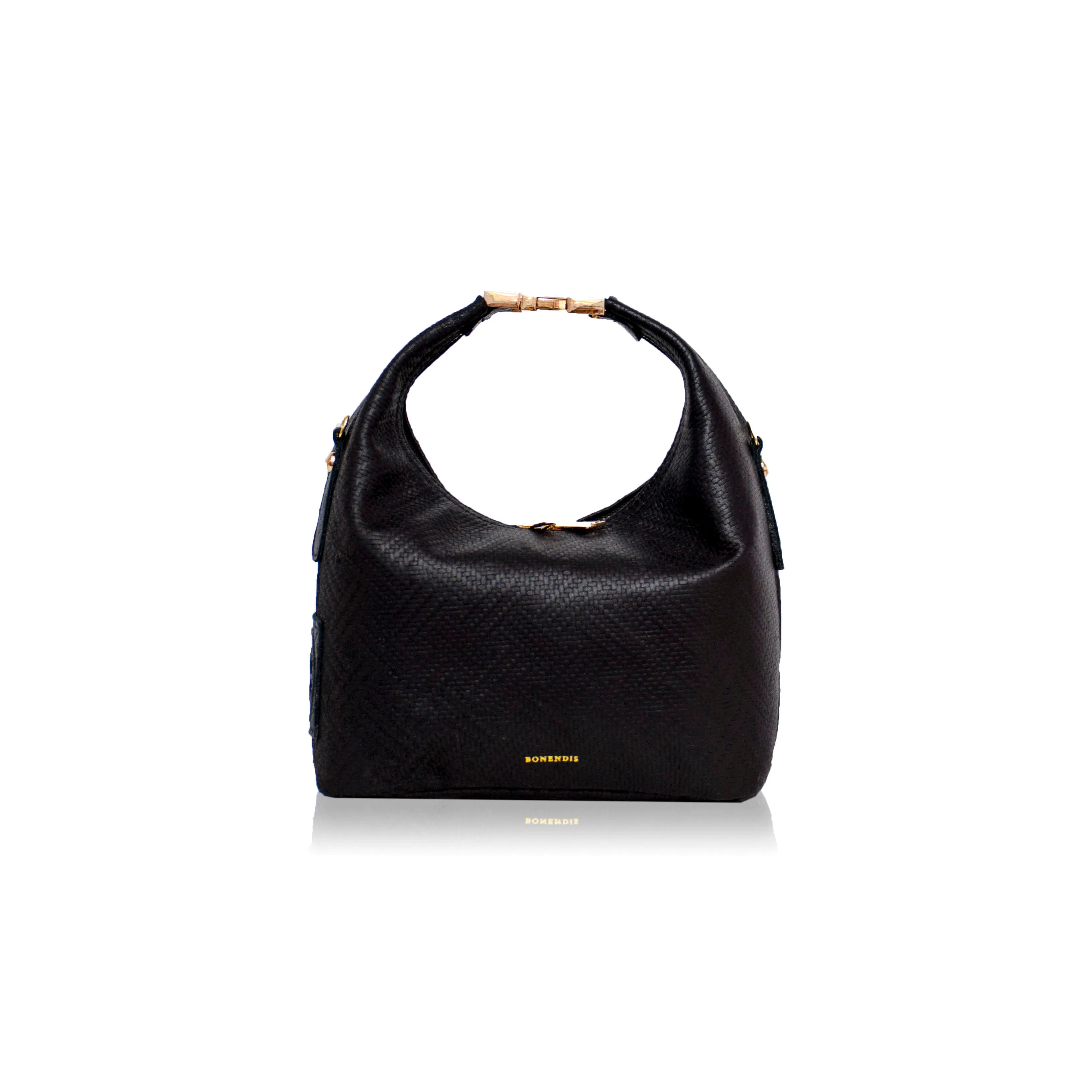 Maggie Leather Handbag - Black Textured