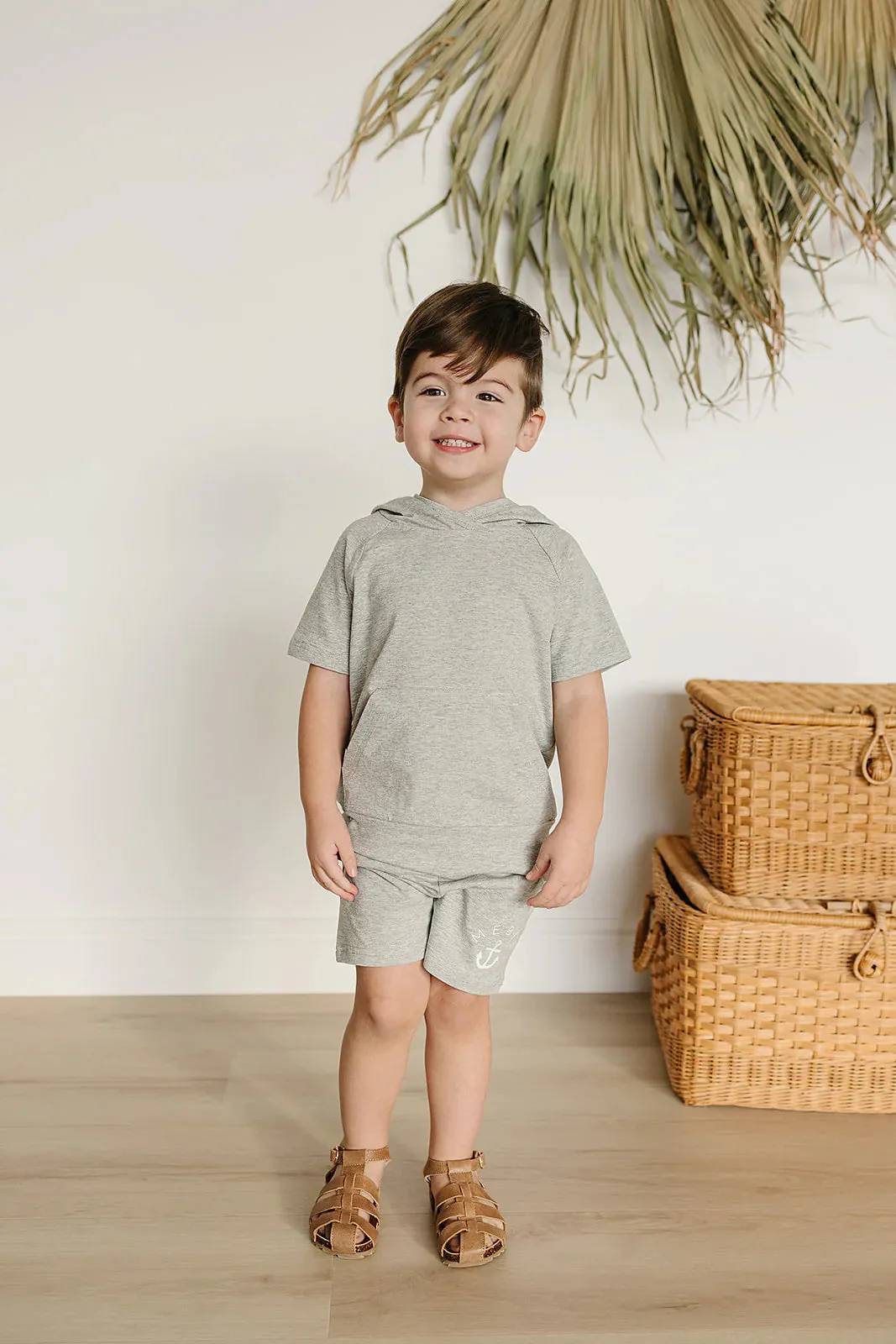 Mebie Baby - Cotton Pocket Shorts in Heather Grey (3-6mo)