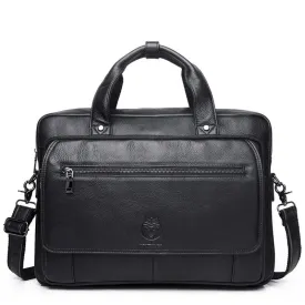 Men's 100% Cowhide Leather Business Briefcase – Large Capacity Handbag