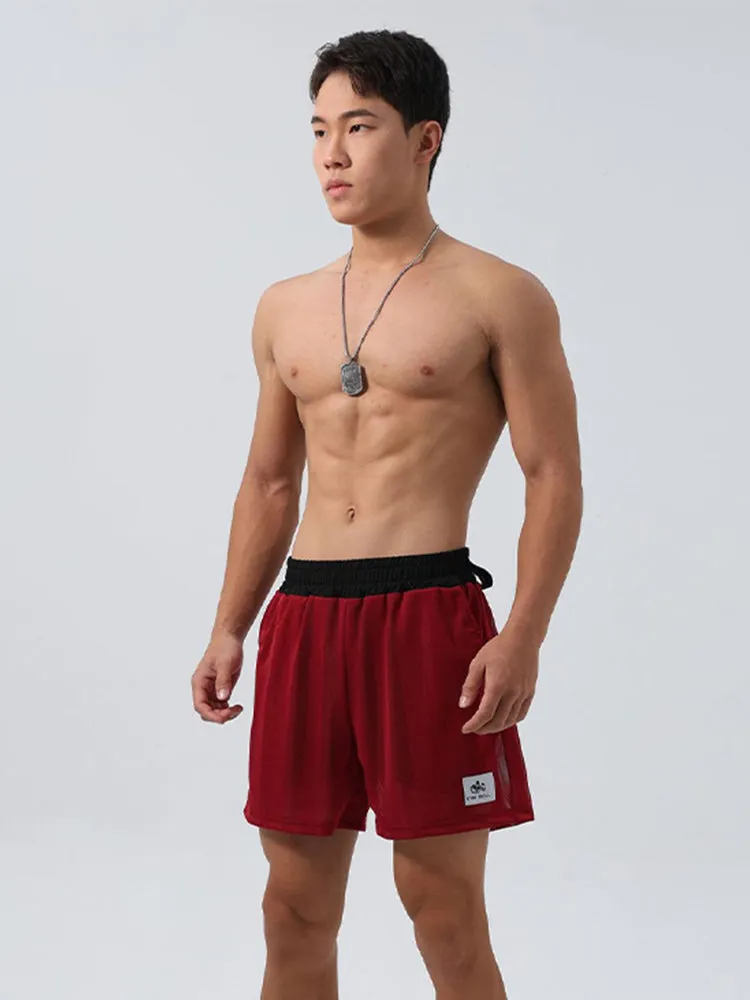 Men's Mesh-Lined Double-Layer Sports Fitness Breathable Sweat-Wicking Quick-Dry Shorts