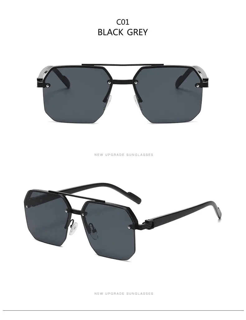 Men's Metal Sunglasses: Square Half Frame