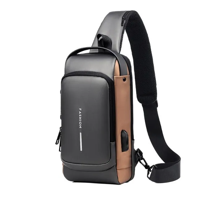 Men's Multifunction Anti-theft USB Shoulder Bag Crossbody travel