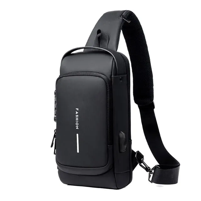 Men's Multifunction Anti-theft USB Shoulder Bag Crossbody travel
