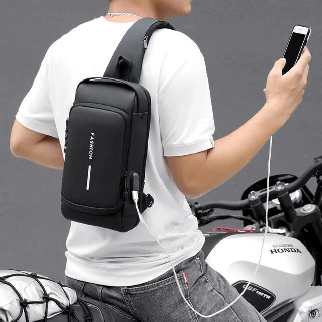 Men's Multifunction Anti-theft USB Shoulder Bag Crossbody travel