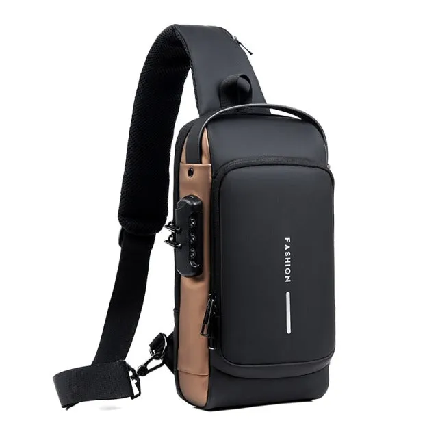 Men's Multifunction Anti-theft USB Shoulder Bag Crossbody travel