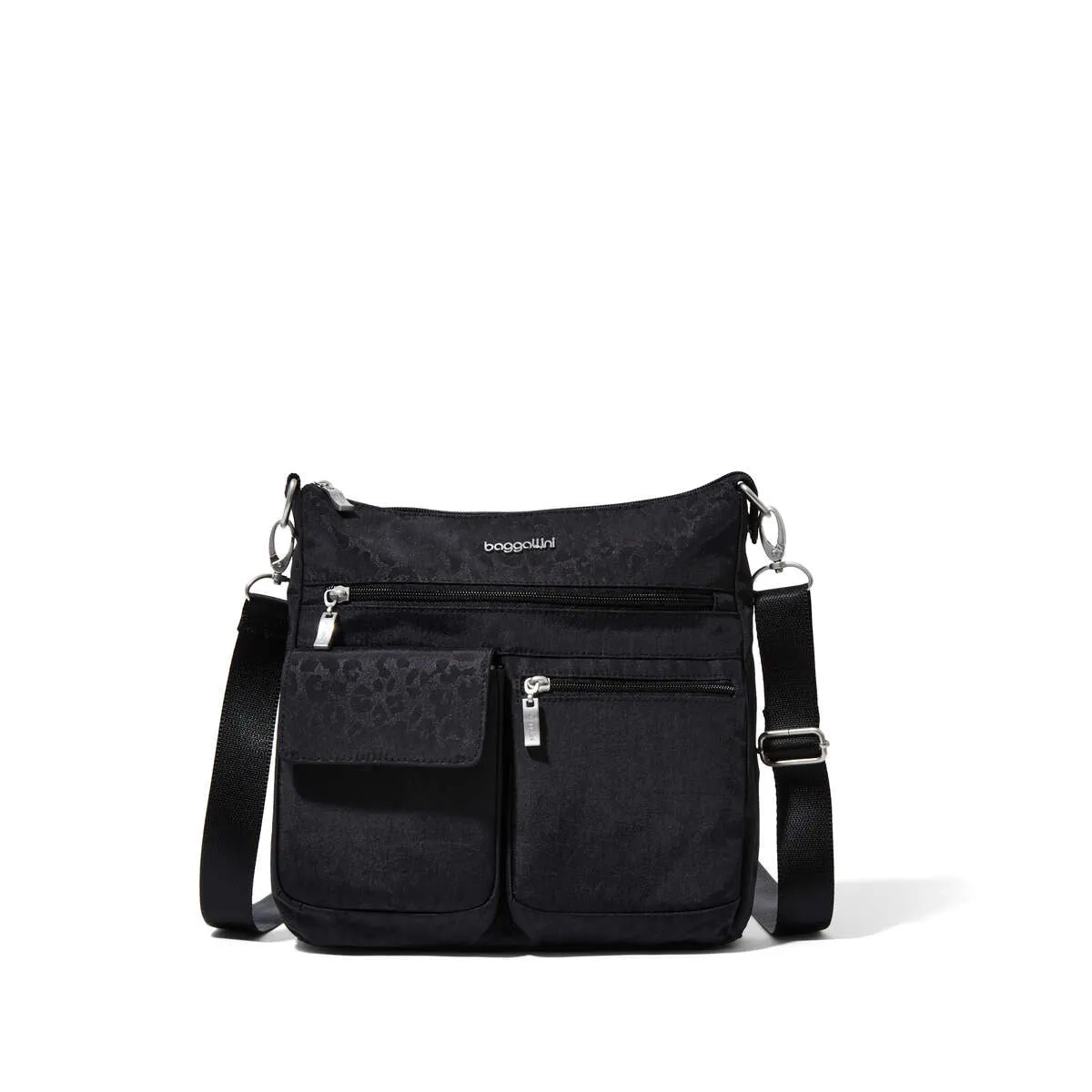 Modern Everywhere Slim Crossbody w/RFID Black Cheetah