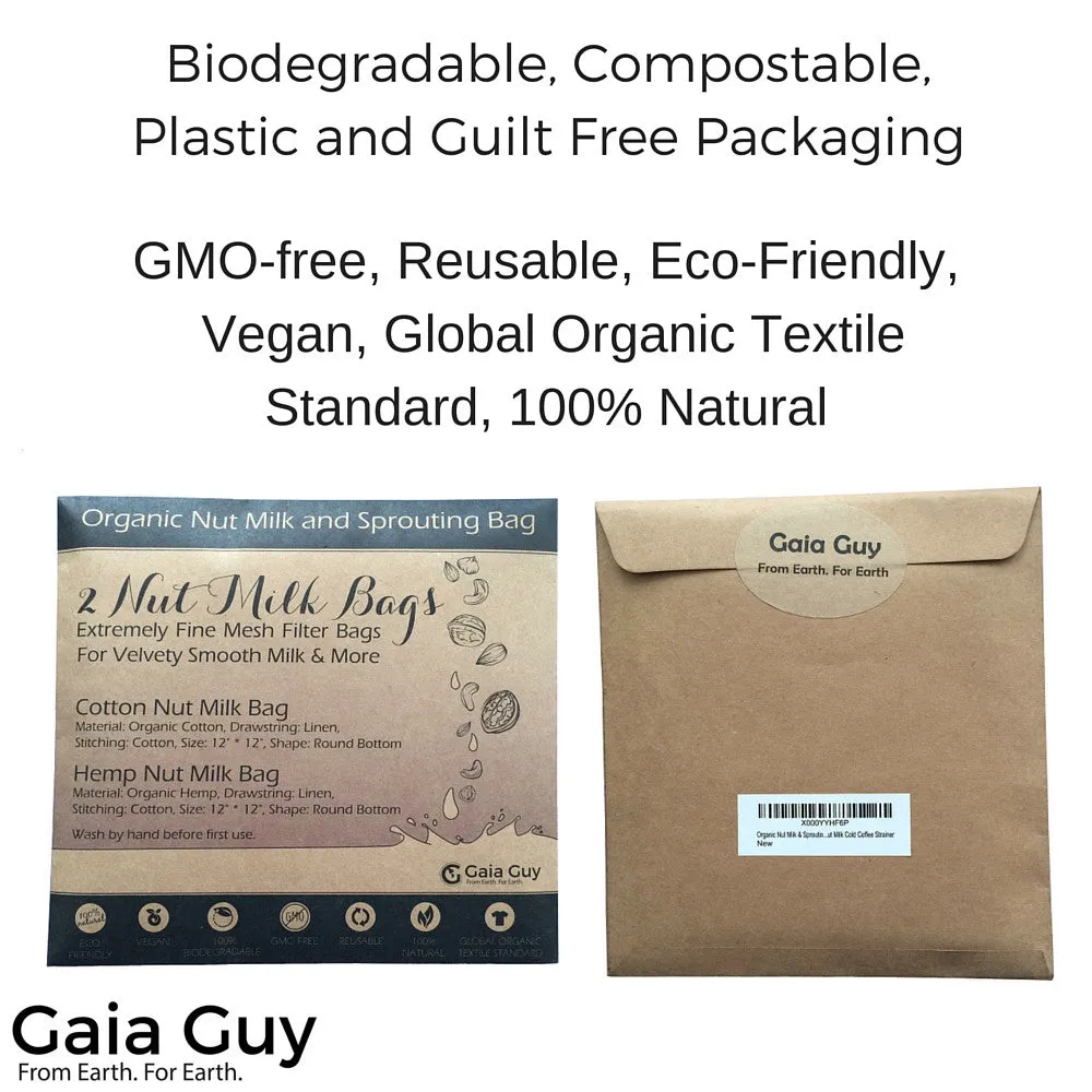Nut Milk Bags (Organic Hemp   Organic Cotton) 12" x 12"