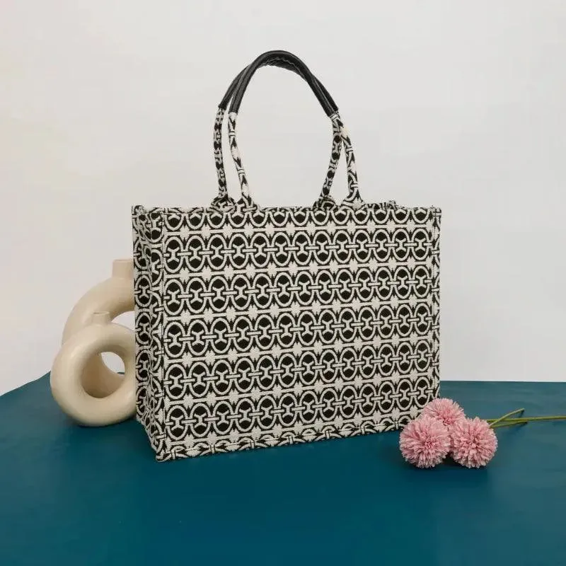 Polyester Chain Print Design Handbag | 16 x 6 x 12 inches