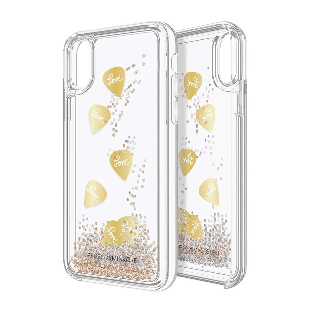 REBECCA MINKOFF Glitter Fall Case Gold Guitar Pick / Chunky Silver Glitter for iPhone XS/X