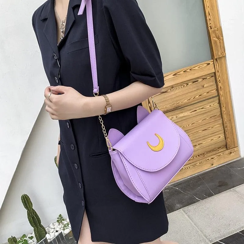 Sailor Moon Handbag, Cute Cat Tail Crossbody Leather Wallet For Women