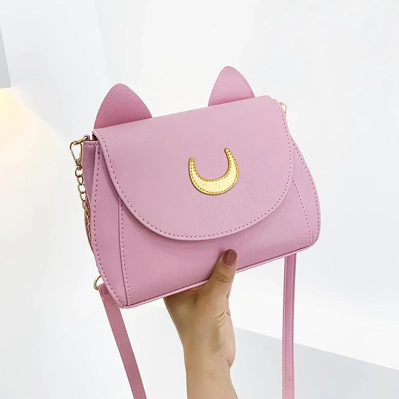 Sailor Moon Handbag, Cute Cat Tail Crossbody Leather Wallet For Women