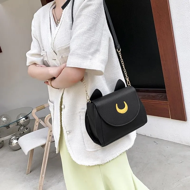 Sailor Moon Handbag, Cute Cat Tail Crossbody Leather Wallet For Women