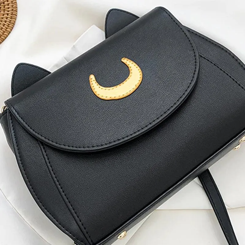 Sailor Moon Handbag, Cute Cat Tail Crossbody Leather Wallet For Women