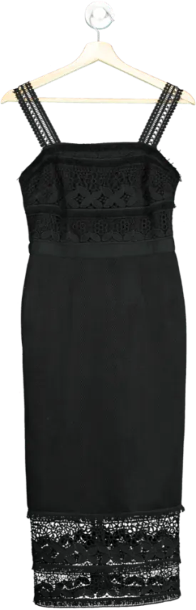 STAR by Julien Macdonald Black Crochet Detail Dress UK 8
