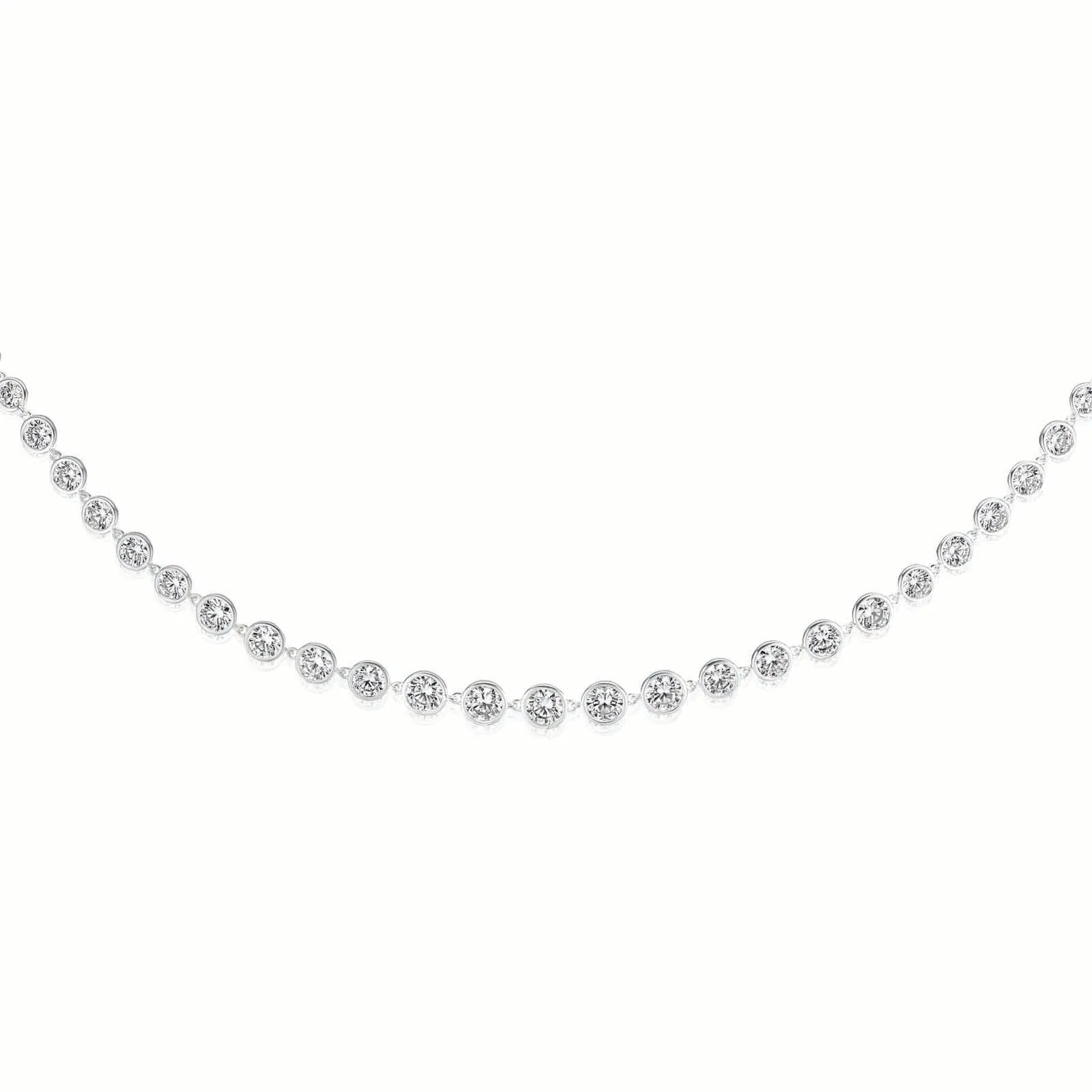 Sterling Silver  Cubic Zirconia Tennis Necklace